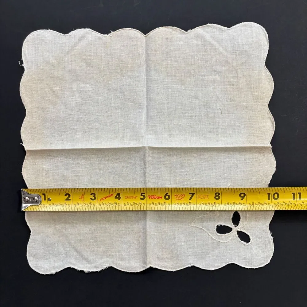 Cottagecore Cutwork Linen Dinner Napkins Lunch Dining Vintage Embroidered Set 4